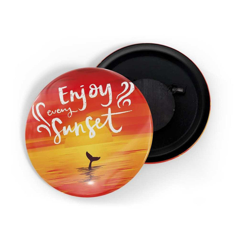 dhcrafts Red color Round Fridge Magnet Enjoy Every Sunset Glossy Finish Design Packof 1 (75 mm)